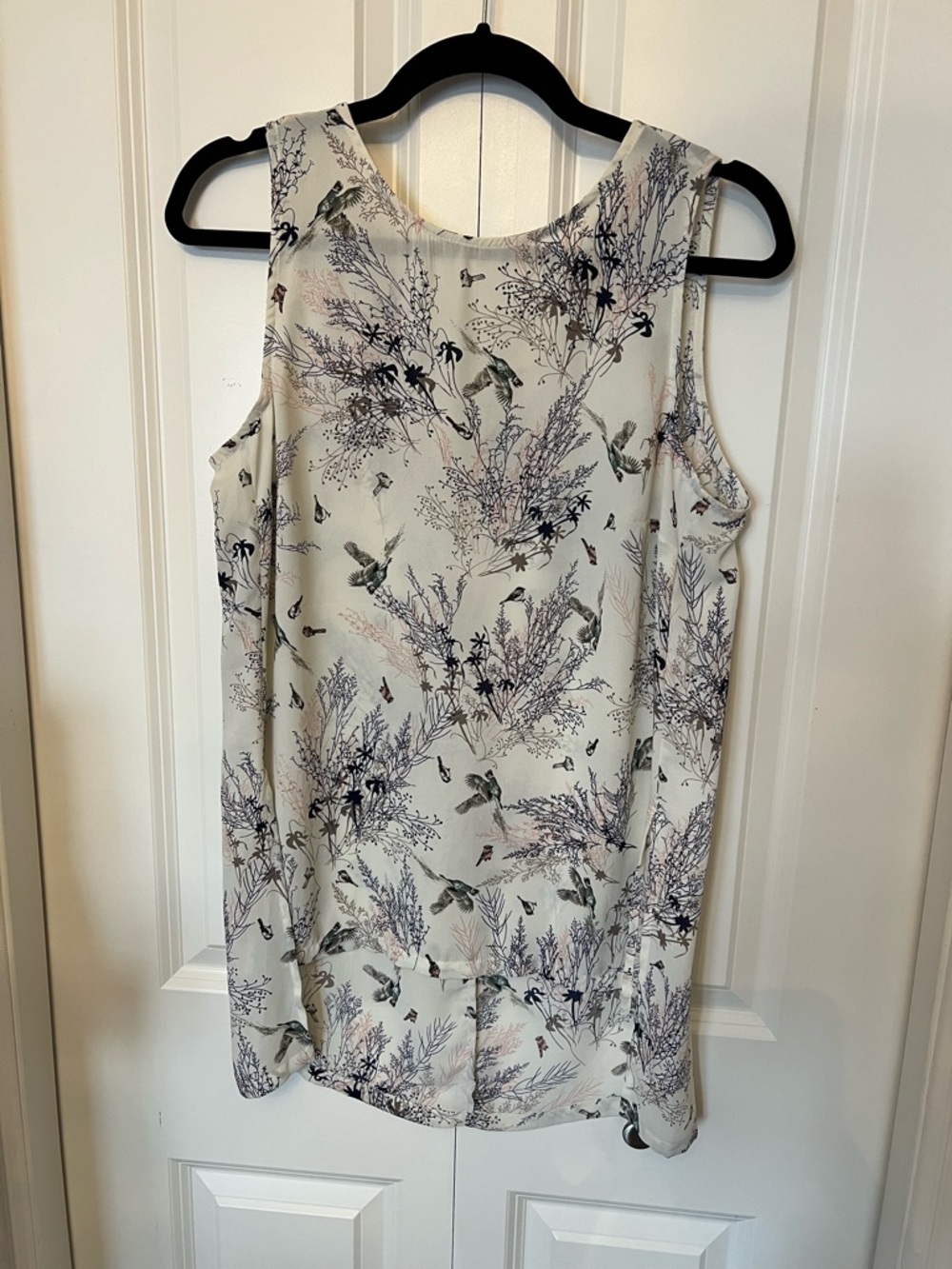 Philosophy Cream Tank Top with Botanical & Bird Print